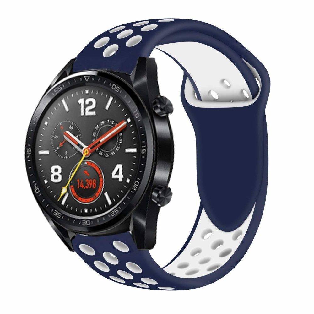 Huawei Watch GT - Silikone urrem - Åndbar - Blå/Hvid
