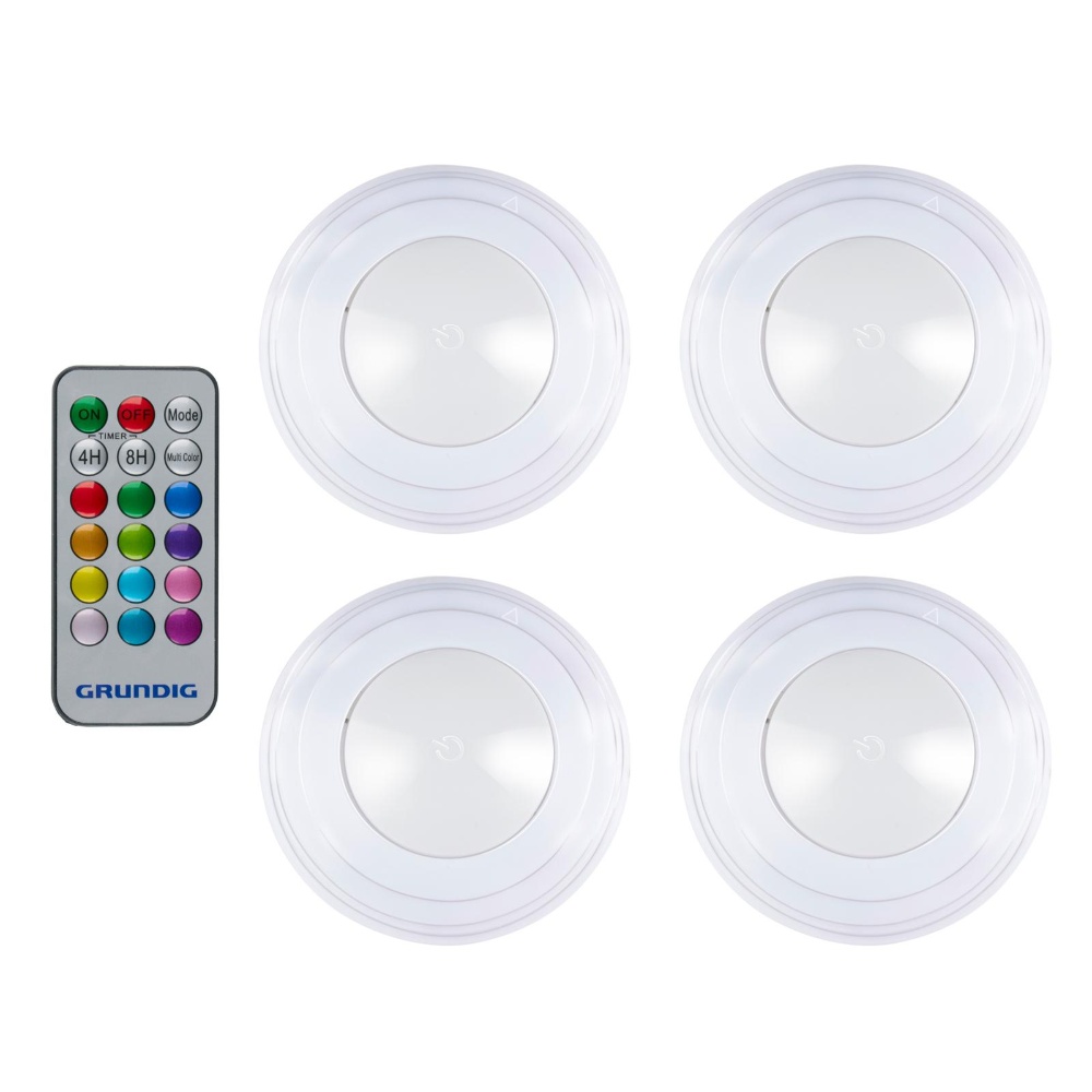 Grundig Trådløse LED spotlys - Med remote - Sæt med 4 stk.