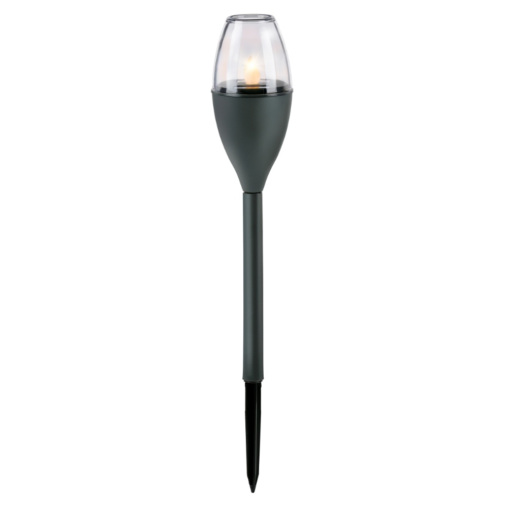 Grundig LED solcellelampe med flammeeffekt - Ø6x37cm på spyd - Sort