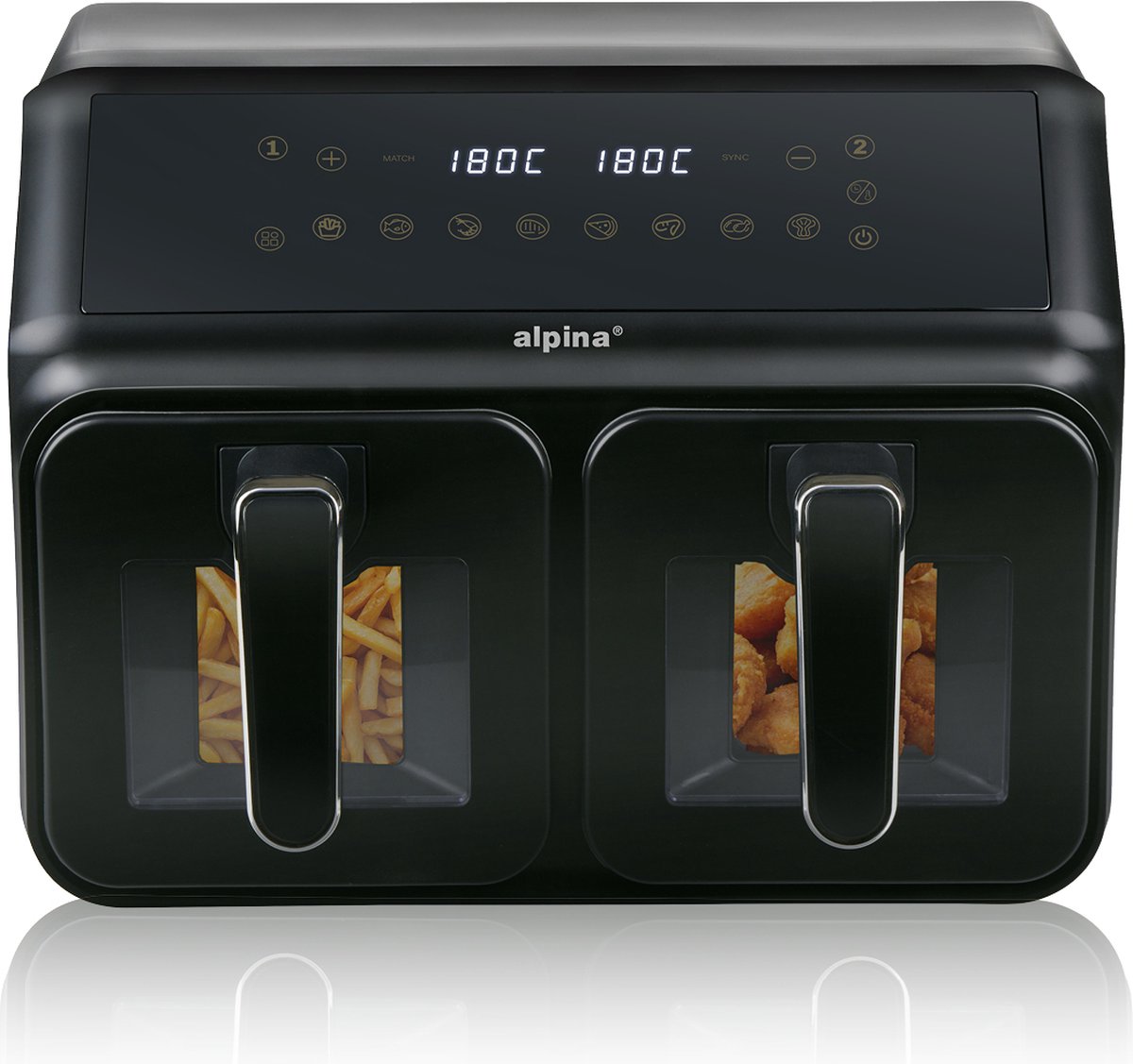 Alpina Dobbelt Airfryer 2 x 4 Liter – 1200 Watt - Med touchskærm