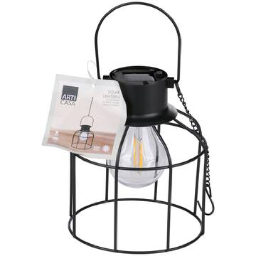 Arti Casa LED Lanterne med solceller Ø14xH36 cm - Sort