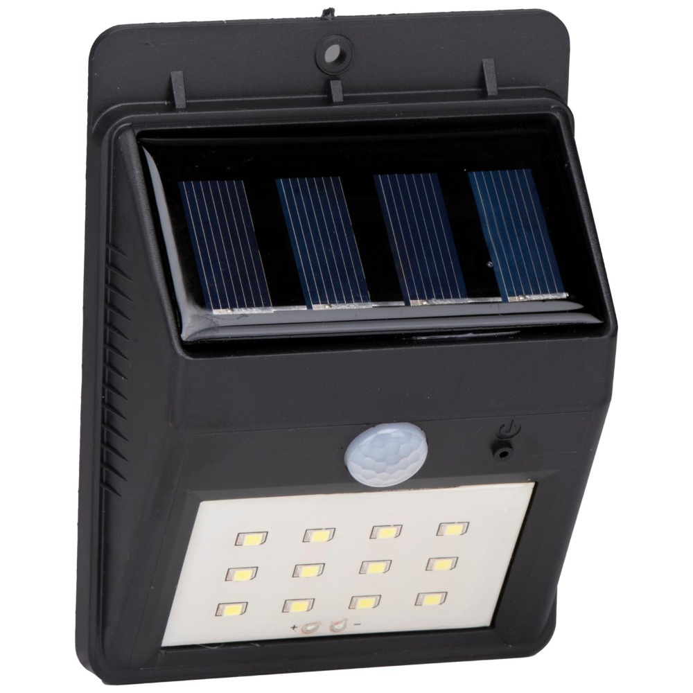 Grundig LED væglampe med solceller - m/ sensor - Vandtæt - Sort