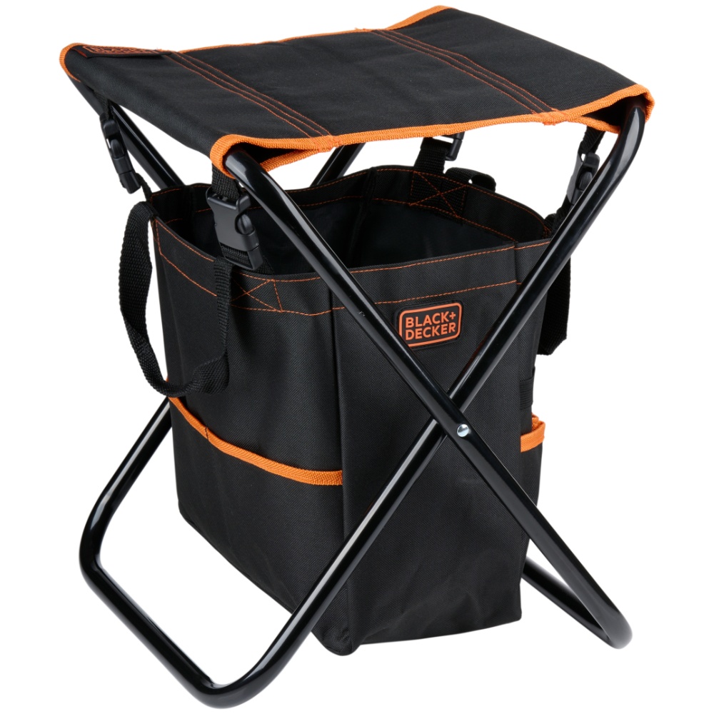 Black+Decker foldbar havestol med værktøjstaske til opbevaring