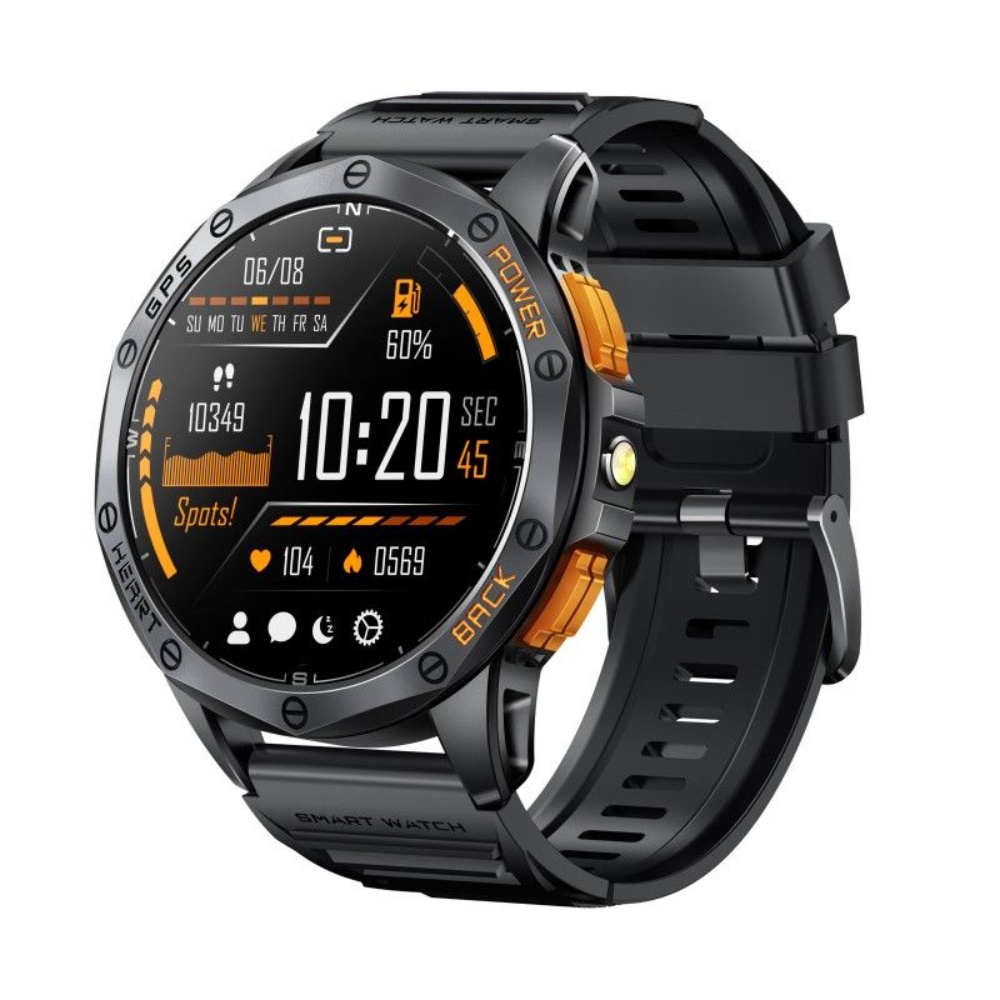 Northfjords smartwatch GK67 - Touch skærm, Bluetooth, Puls, Blodtryk - Dansk sprog - Sort