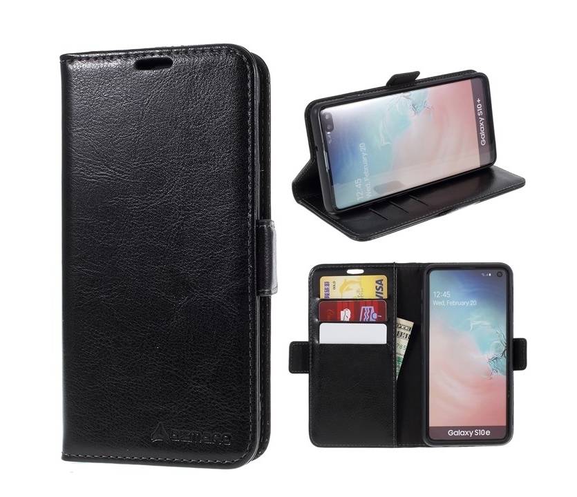 Huawei P30 Lite - AZMARO ægte læder cover / pung - Sort