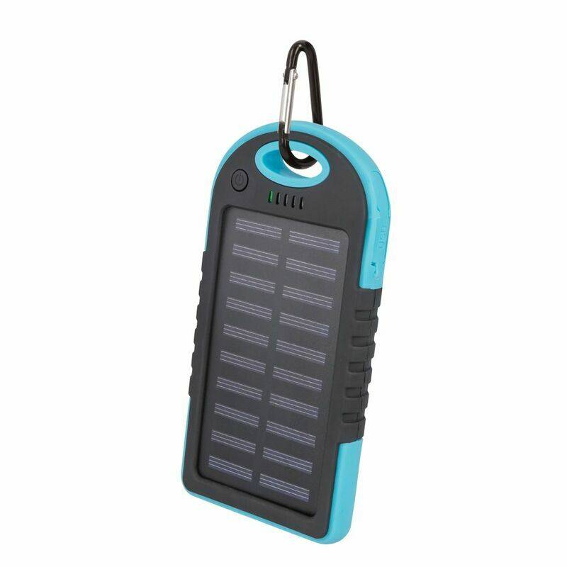 Setty Powerbank 5000mAh med soloplader dual USB porte m/LED lys - Blå
