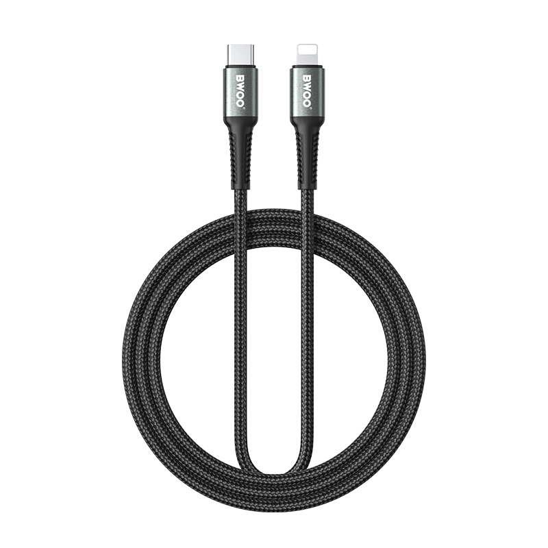 BWOO - USB-C / Lightning kabel - 27W / PD - FAST CHARGE - Sort- 3 m