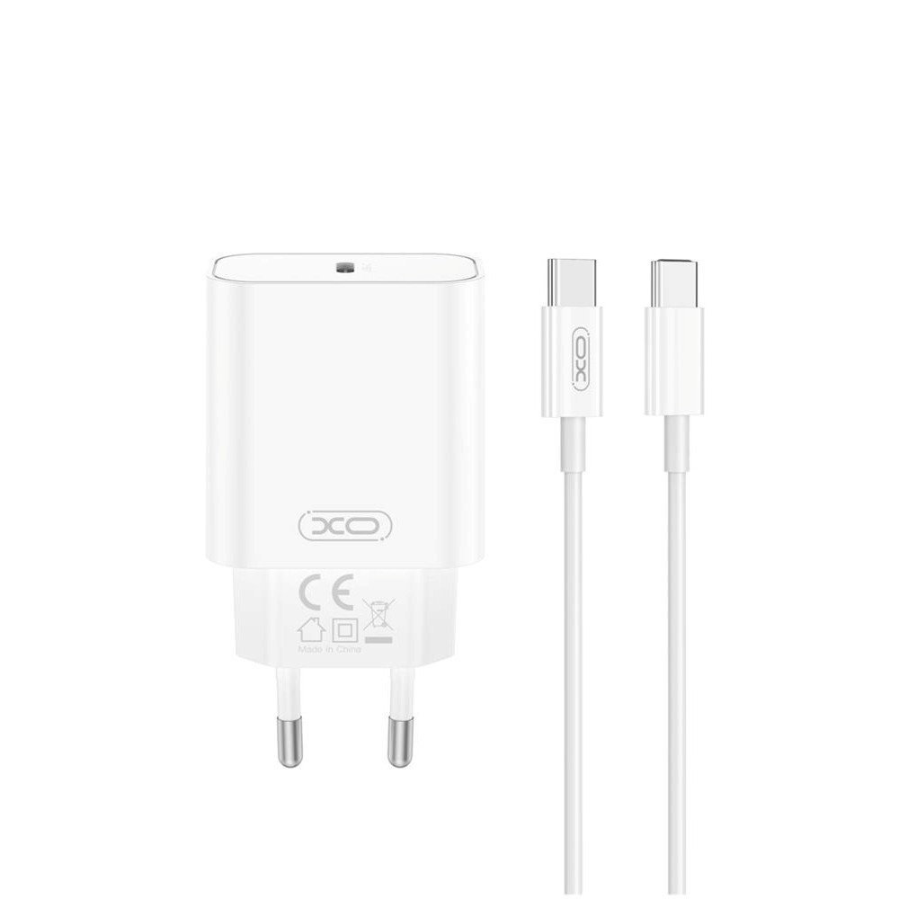 Samsung Galaxy A12 / A10 / A9 - USB-C PD HURTIG oplader 20W Inkl. USB-C til USB-C kabel - Hvid
