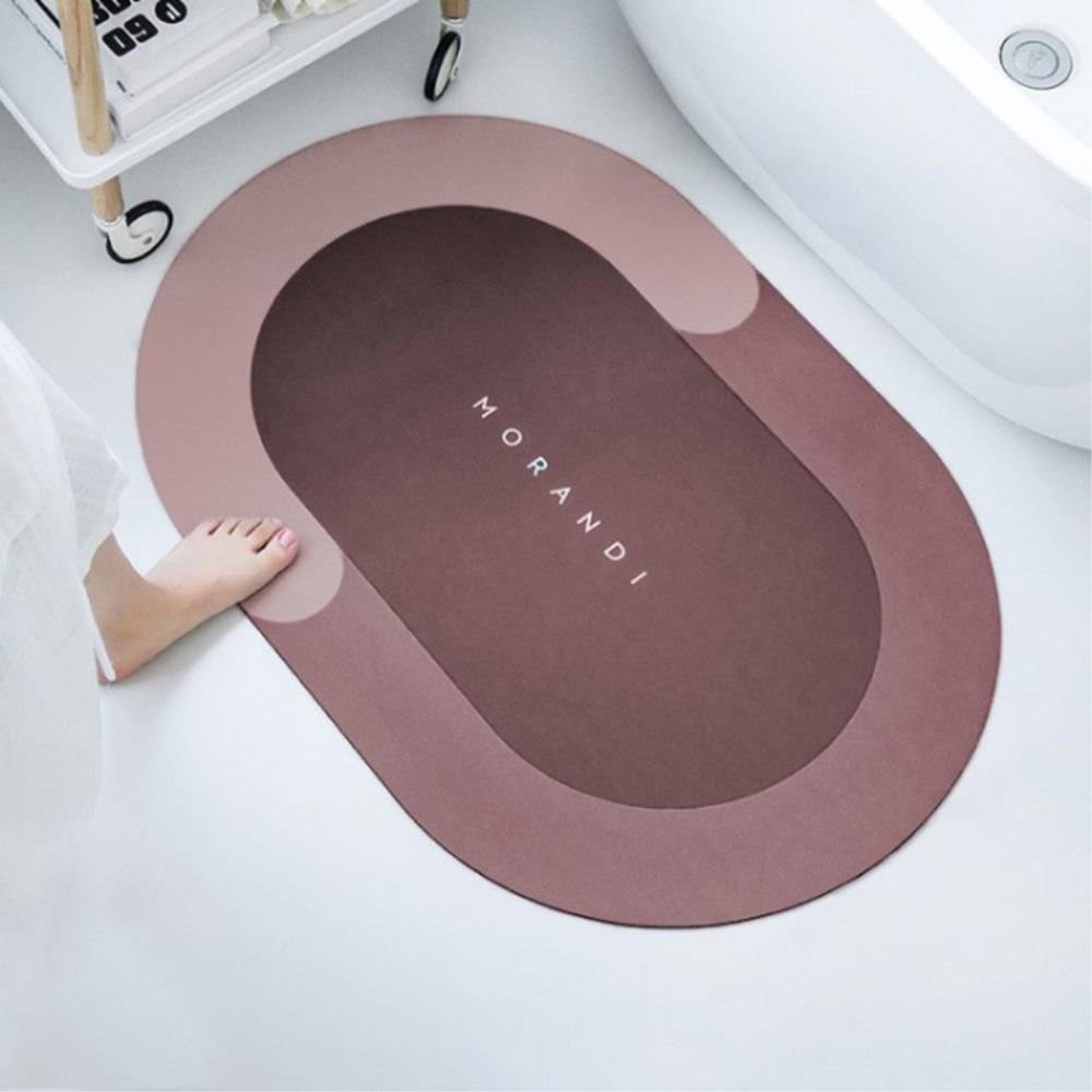 Skridsikker Oval Badeværelsesmåtte 70 x 45 cm - Hurtigtørrende - ¨Pink