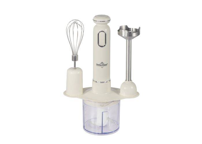 Swiss Haus - Elektrisk stavblendersæt 600W / Chopper 500ml - Rustfrit stål - Creme