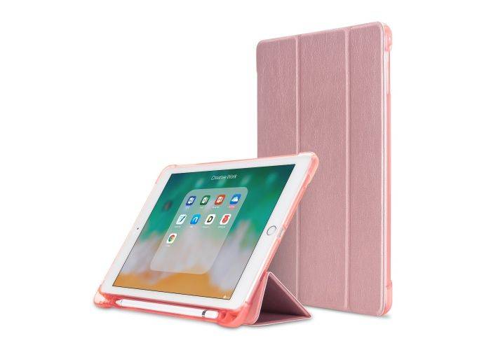 iPad 9.7 (2017/18/ Air/Air 2 - Tri-Fold læder cover m/stylus pen holder - Rosa guld