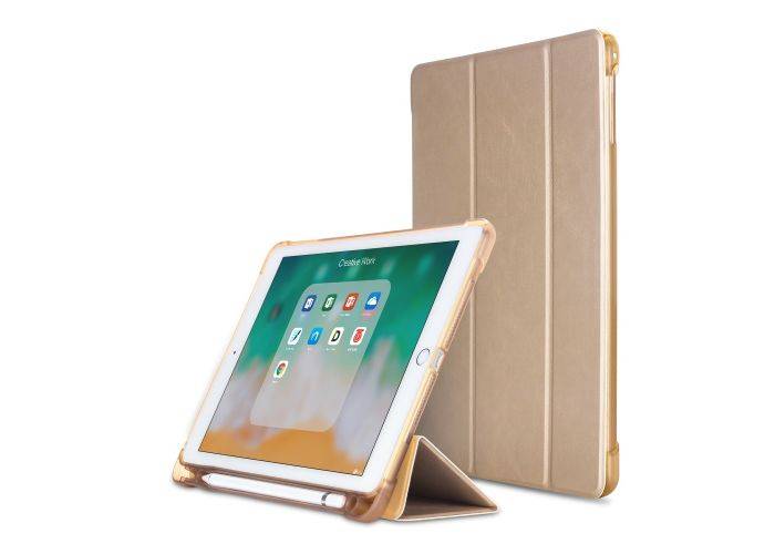 iPad 9.7 (2017/18/ Air/Air 2 - Tri-Fold læder cover m/stylus pen holder - Guld