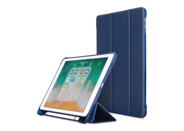 iPad 9.7 (2017/18/ Air/Air 2 - Tri-Fold læder cover m/stylus pen holder - Mørkeblå