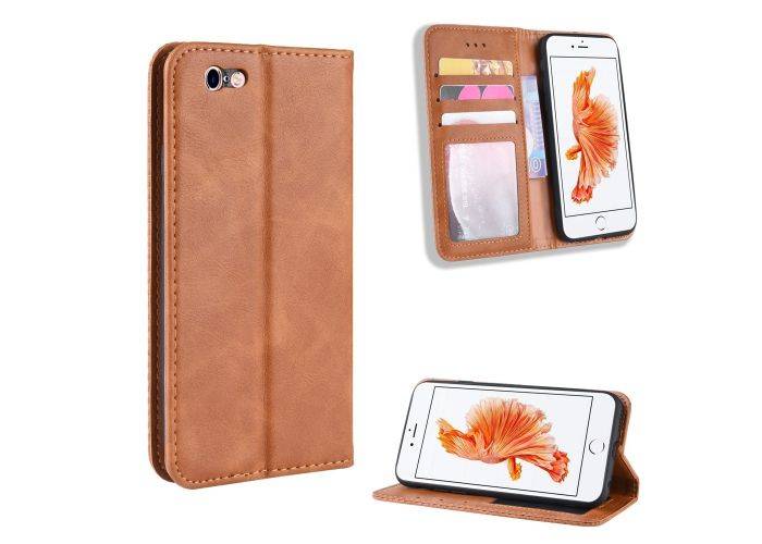 iPhone 6s Plus / 6 plus - Vintage læder cover / pung - Brun
