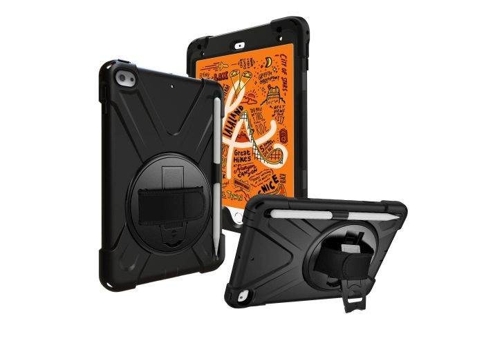 iPad mini 5 (2019) / Mini 4 - X-SHAPE Hybrid cover med håndstrop - Sort