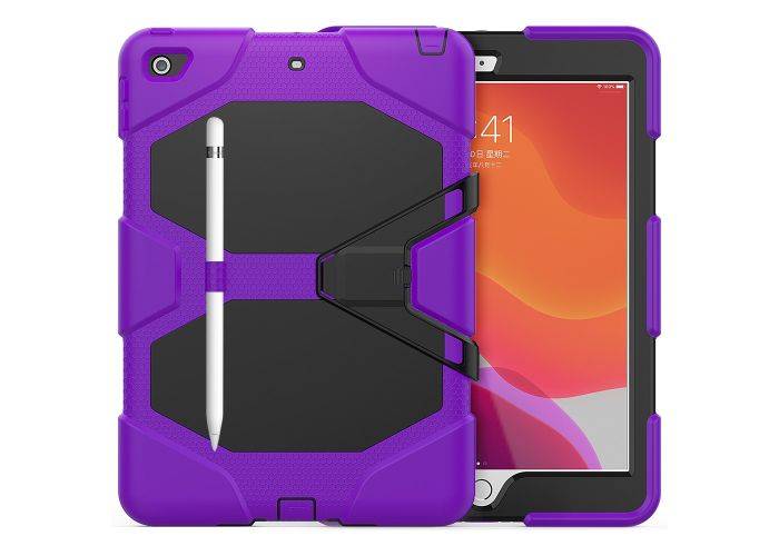 iPad 10.2 (2019/2020/2021) Shockproof Hybrid cover med Kickstand - Lilla