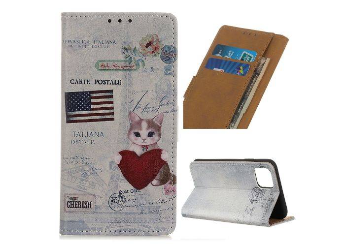 iPhone 12 Pro / iPhone 12 - Mønstret cover / pung - Kat / Hjerte