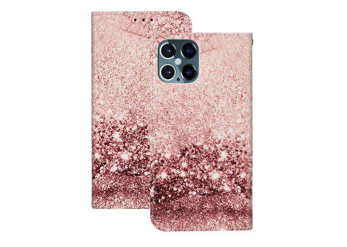 iPhone 12 / 12 Pro - Læder cover / pung - mønstret Design - Glitter
