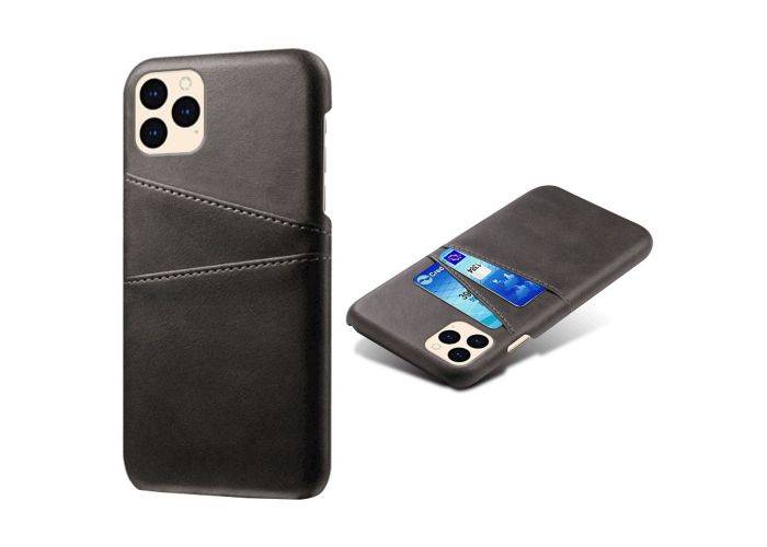 iPhone 12 / 12 Pro - KSQ læder hard cover med kortholdere - Sort