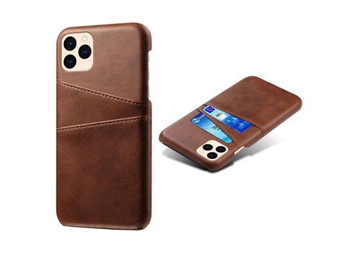 iPhone 12 / 12 Pro - KSQ læder hard cover med kortholdere - Kaffe