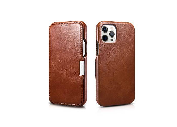 iPhone 13 Pro Max - ICARER Vintage handmade ægte læder cover - Brun