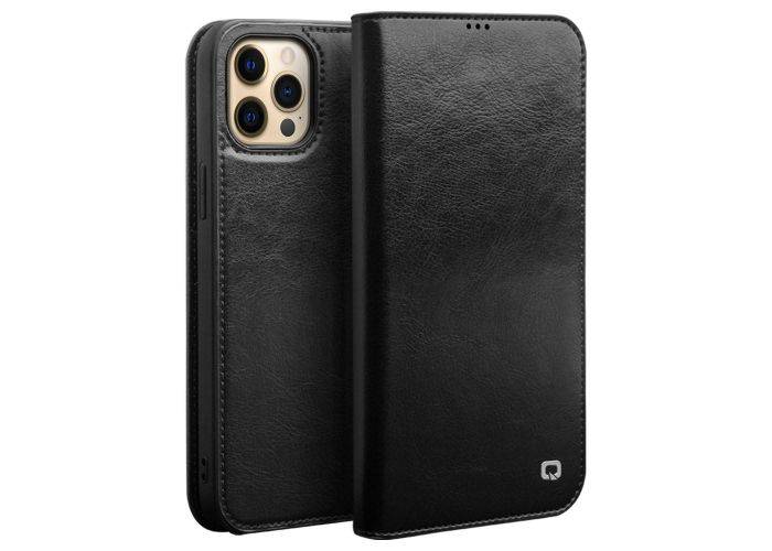 iPhone 13 Pro - QIALINO "Classic" ægte læder cover / pung - Sort