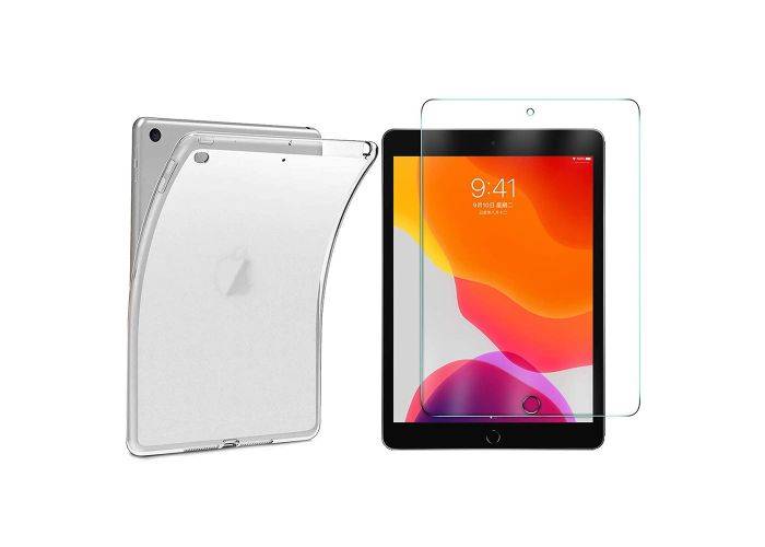 iPad 10.2 (2021/2020/2019) - Fleksibelt gummi cover - inkl- hærdet beskyttelsesglas