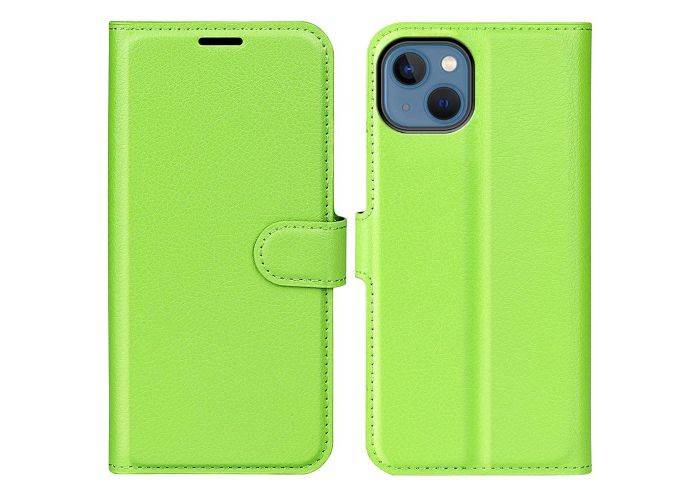 iPhone 14 - Læder cover / pung - Grøn