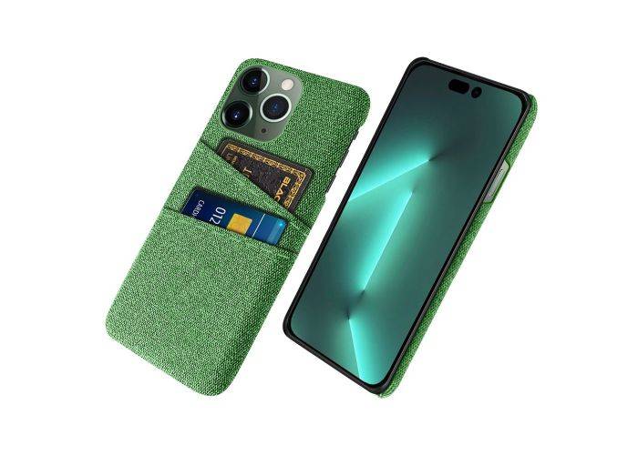 iPhone 14 Pro - Premium hard cover med kortholdere - Grøn