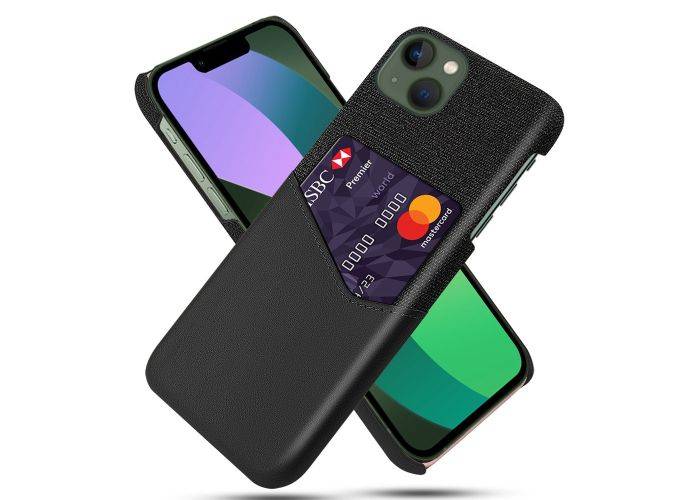 iPhone 14 - Læder hard cover med kortholder - Sort