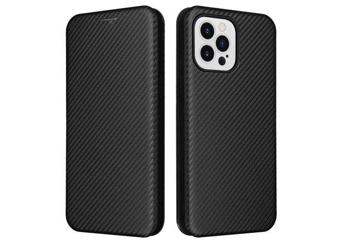 iPhone 14 Pro Max - Flip cover med kortholder - Børstet design - Sort