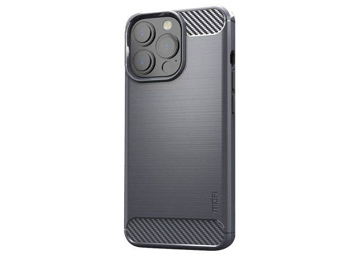 iPhone 14 Pro - MOFI gummi cover - Børstet design - Sort