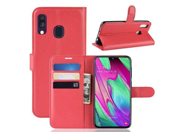 Samsung Galaxy A40 - Læder cover / pung - Rød