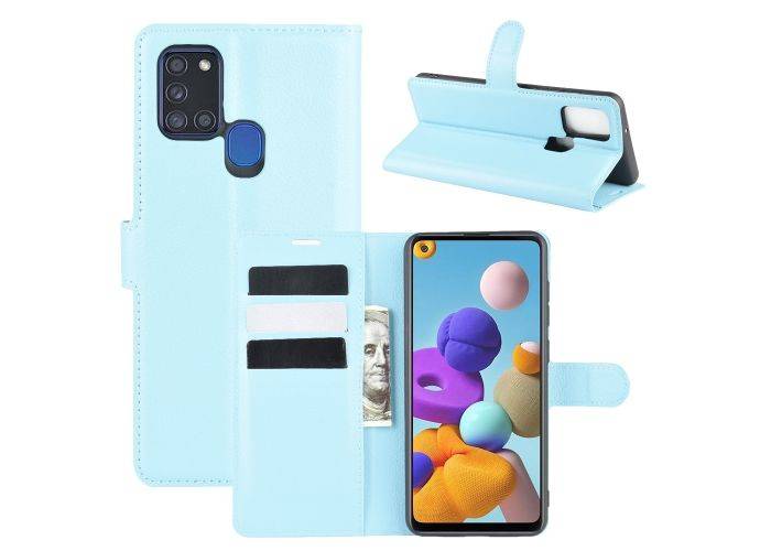 Samsung Galaxy A21s - Læder cover / pung - Blå