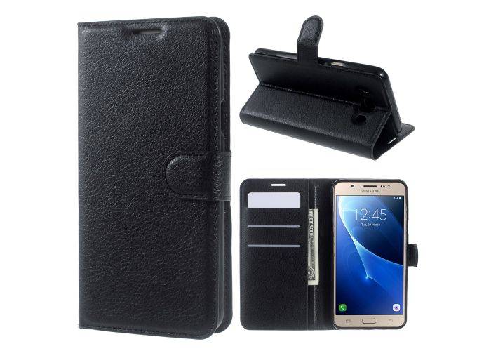 Samsung Galaxy J7 (2016) - Læder cover / pung - Sort