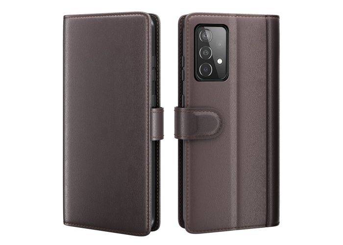 Samsung Galaxy A52 5G / 4G - Ægte læder cover / pung - Mørkebrun