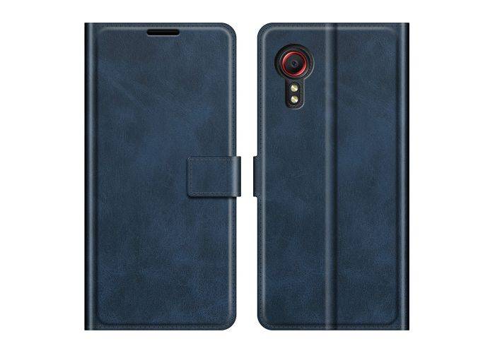 Samsung Galaxy Xcover 5 - Classic læder cover / pung - Blå