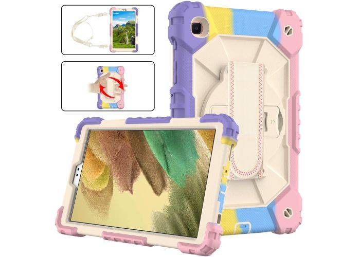 Samsung Galaxy Tab A7 Lite 8.7 - Shockproof cover med indbygget skærmbeskytter - Multifarvet/pink