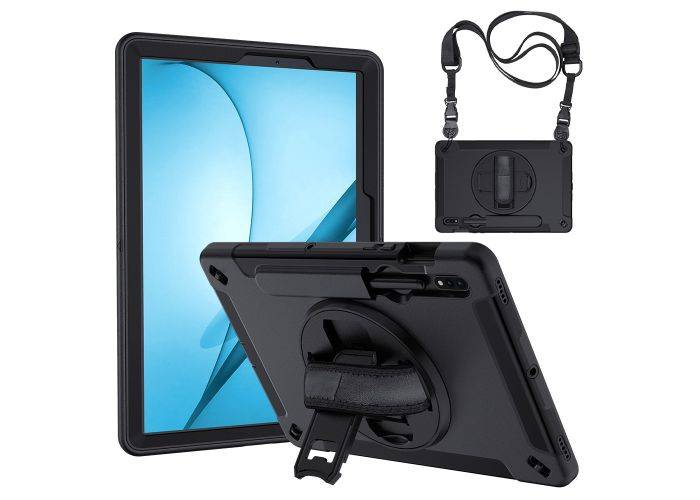 Samsung Galaxy Tab S7 FE 12.4 - Hybrid cover med Kickstand & skulderrem - Sort