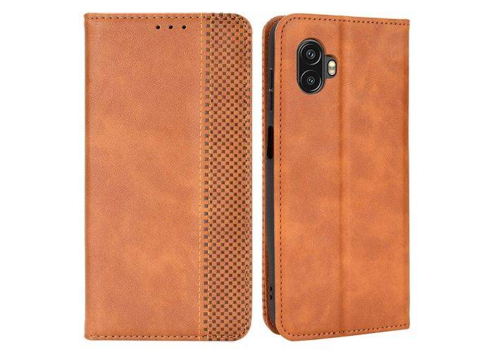 Samsung Galaxy Xcover6 Pro 5G - Retro læder cover / pung - Brun