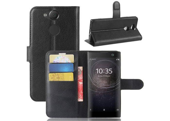 Sony Xperia XA2 - Læder cover / pung - Sort