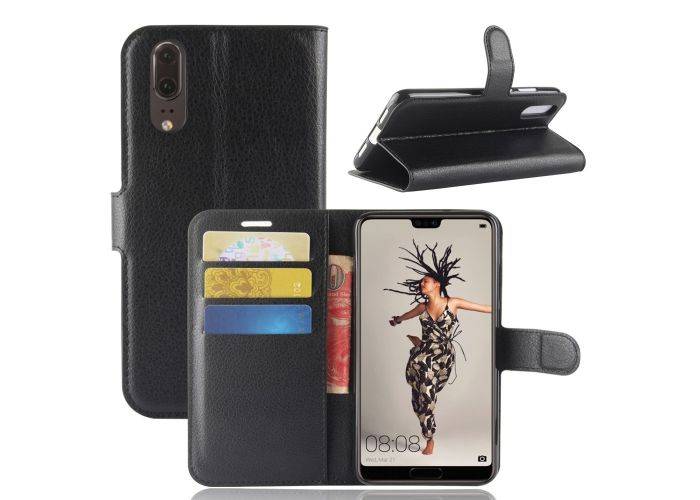 Huawei P20 - Læder cover / pung - Sort