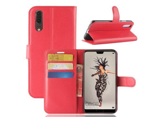 Huawei P20 - Læder cover / pung - Rød