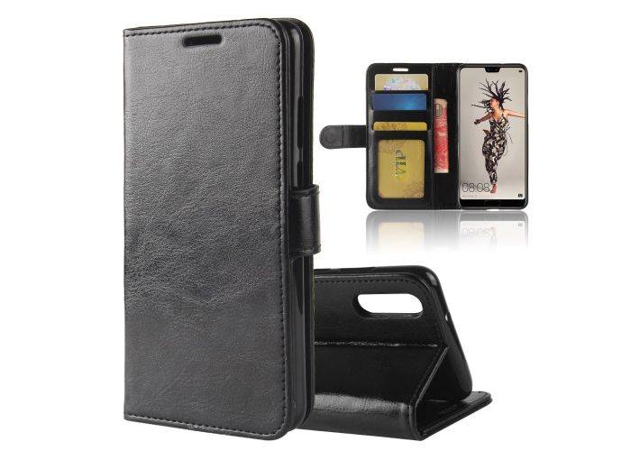 Huawei P20 - Læder pung / cover - Sort