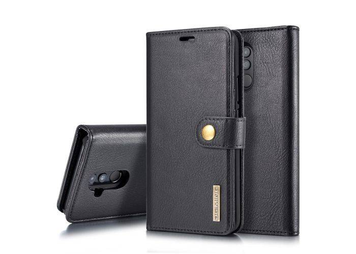 Huawei Mate 20 Lite - DG MING 2-i-1 Ægte læder cover/pung - Aftagelig - Sort