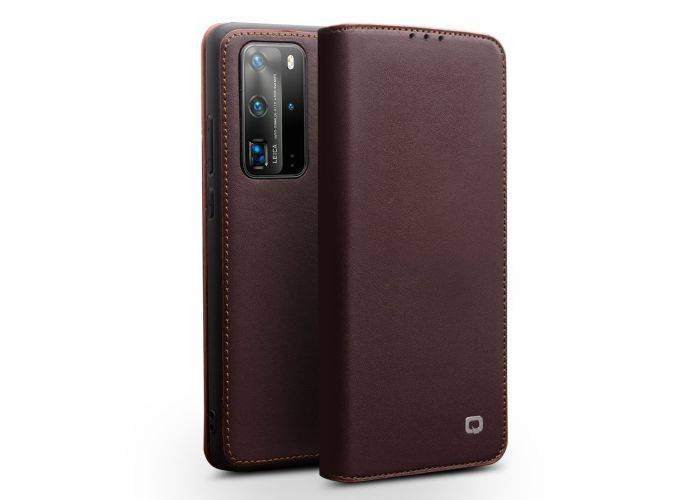 Huawei P40 Pro - QIALINO Business ægte læder cover / pung - Lys Brun