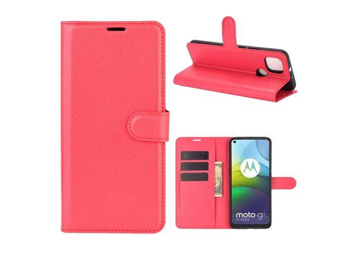 Motorola G9 Power - Læder cover / pung - Rød