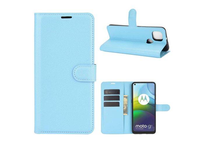 Motorola G9 Power - Læder cover / pung - Blå