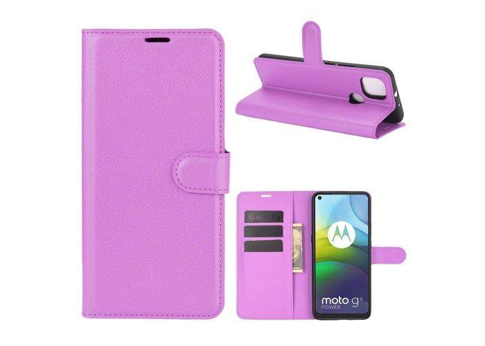 Motorola G9 Power - Læder cover / pung - Lilla