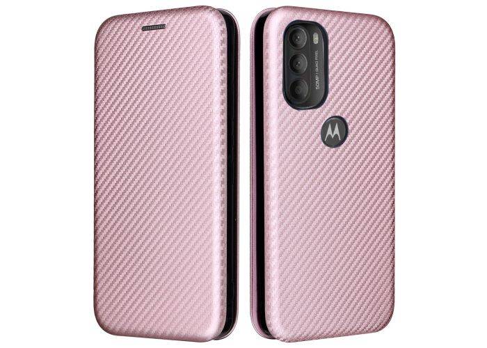 Motorola G71 5G - Flip cover med kortholder - Børstet Design - Rosa guld